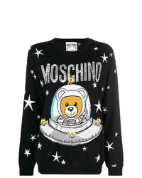 Женский черный свитер с круглым вырезом со звездами от Moschino