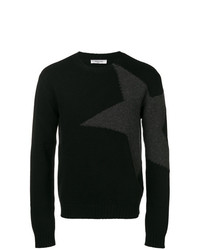 Мужской черный свитер с круглым вырезом со звездами от Valentino