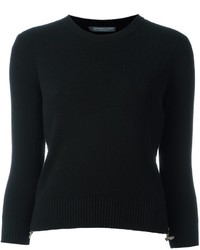 Женский черный свитер с круглым вырезом от Alexander McQueen