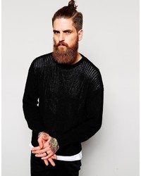 Мужской черный свитер с круглым вырезом от American Apparel
