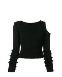 Женский черный свитер с круглым вырезом от Amiri