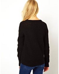 Женский черный свитер с круглым вырезом от Asos