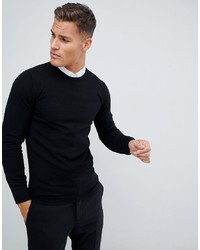 Мужской черный свитер с круглым вырезом от ASOS DESIGN