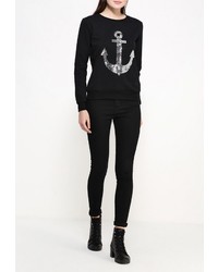 Женский черный свитер с круглым вырезом от Aurora Firenze