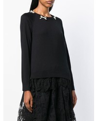Женский черный свитер с круглым вырезом от Simone Rocha