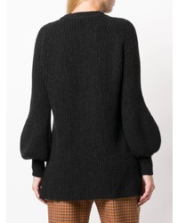 Женский черный свитер с круглым вырезом от Roberto Collina