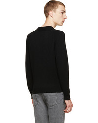 Мужской черный свитер с круглым вырезом от Saint Laurent