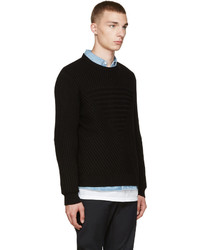 Мужской черный свитер с круглым вырезом от Public School