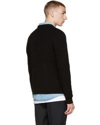 Мужской черный свитер с круглым вырезом от Public School
