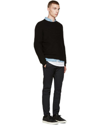 Мужской черный свитер с круглым вырезом от Public School