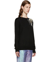 Женский черный свитер с круглым вырезом от Loewe