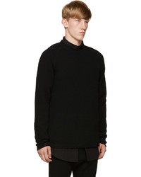 Мужской черный свитер с круглым вырезом от Sacai