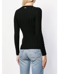Женский черный свитер с круглым вырезом от John Richmond