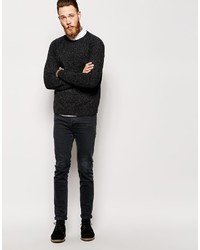Мужской черный свитер с круглым вырезом от Asos