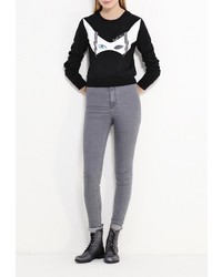 Женский черный свитер с круглым вырезом от Bright Girl