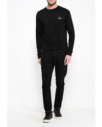 Мужской черный свитер с круглым вырезом от Bruebeck