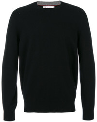 Мужской черный свитер с круглым вырезом от Brunello Cucinelli