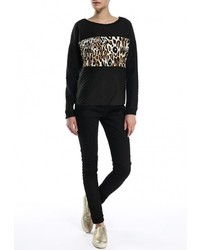 Женский черный свитер с круглым вырезом от By Swan