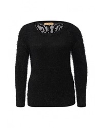 Женский черный свитер с круглым вырезом от By Swan