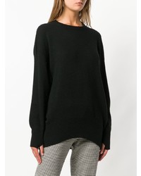 Женский черный свитер с круглым вырезом от Maison Flaneur