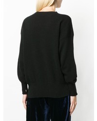 Женский черный свитер с круглым вырезом от Maison Flaneur