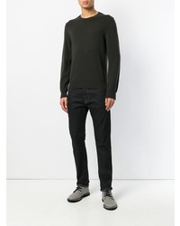 Мужской черный свитер с круглым вырезом от Tomas Maier