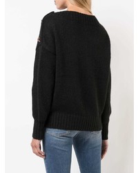 Женский черный свитер с круглым вырезом от Veronica Beard