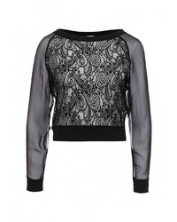 Женский черный свитер с круглым вырезом от Coquelicot