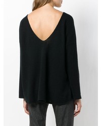 Женский черный свитер с круглым вырезом от Le Kasha