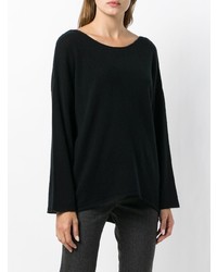 Женский черный свитер с круглым вырезом от Le Kasha