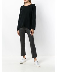 Женский черный свитер с круглым вырезом от Le Kasha