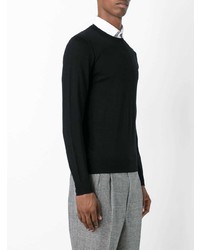 Мужской черный свитер с круглым вырезом от Paolo Pecora