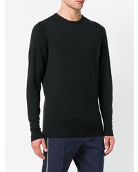 Мужской черный свитер с круглым вырезом от Sunspel