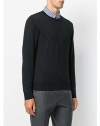 Мужской черный свитер с круглым вырезом от Brioni