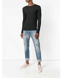 Мужской черный свитер с круглым вырезом от Dondup