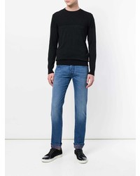 Мужской черный свитер с круглым вырезом от Paolo Pecora