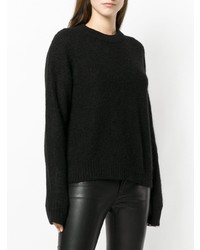 Женский черный свитер с круглым вырезом от Laneus
