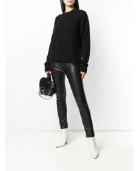 Женский черный свитер с круглым вырезом от Laneus