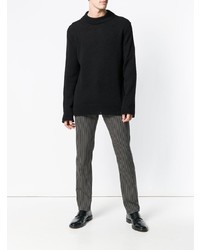 Мужской черный свитер с круглым вырезом от Ann Demeulemeester