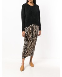 Женский черный свитер с круглым вырезом от Roberto Collina