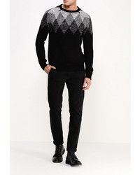 Мужской черный свитер с круглым вырезом от D-struct