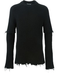 Мужской черный свитер с круглым вырезом от Damir Doma