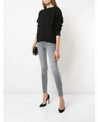 Женский черный свитер с круглым вырезом от RtA