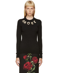 Женский черный свитер с круглым вырезом от Dolce & Gabbana