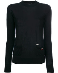 Женский черный свитер с круглым вырезом от Dsquared2