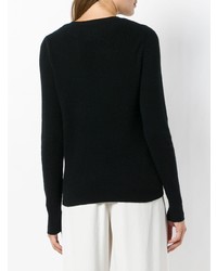 Женский черный свитер с круглым вырезом от Le Kasha