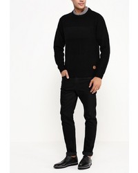 Мужской черный свитер с круглым вырезом от E-Bound