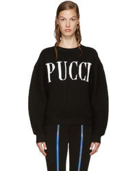 Женский черный свитер с круглым вырезом от Emilio Pucci