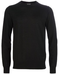 Мужской черный свитер с круглым вырезом от Emporio Armani