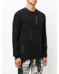 Мужской черный свитер с круглым вырезом от Alexander McQueen